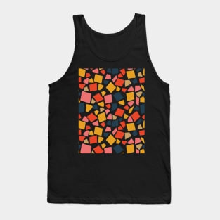 Terrazzo Pattern, Red Navy Mustard Color Pattern Tank Top